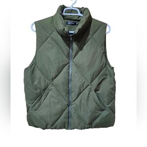 MEROKEETY Olive Green Quilted Puffer Vest‎ – Women’s Size XL
